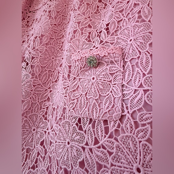 Self-Portrait Blush Lace Floral Mini Dress - Picture 4 of 9